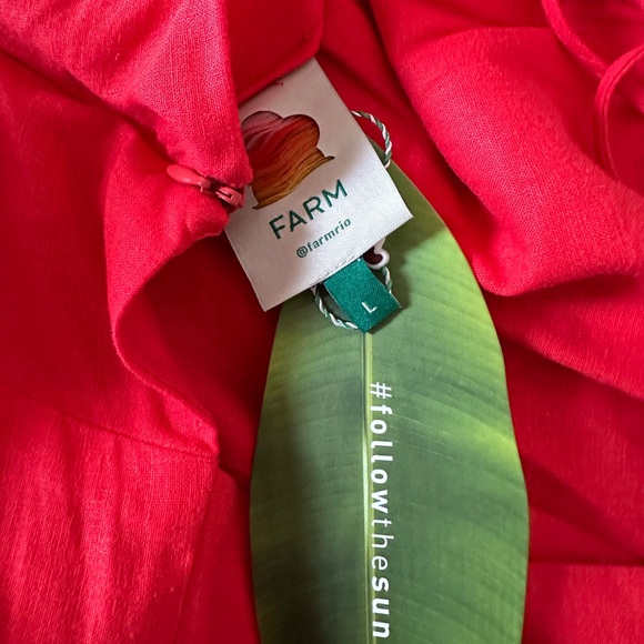 Farm rio red linen backless jumpsuit NWT - Picture 4 of 6